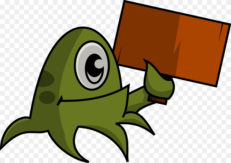 Cute Monster Holding Placard Clip Art Man Holding A Placard Clipart, Green, Bulldozer, Machine Png Image