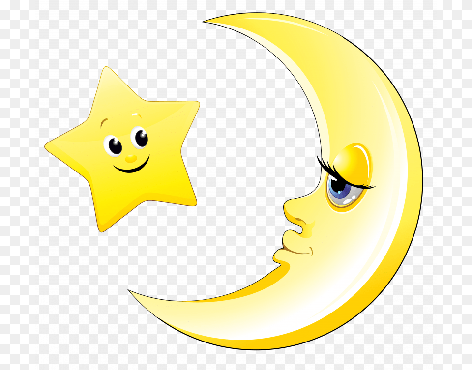 Cute Moon Clipart Moon Clipart, Night, Outdoors, Nature, Symbol Free Png Download