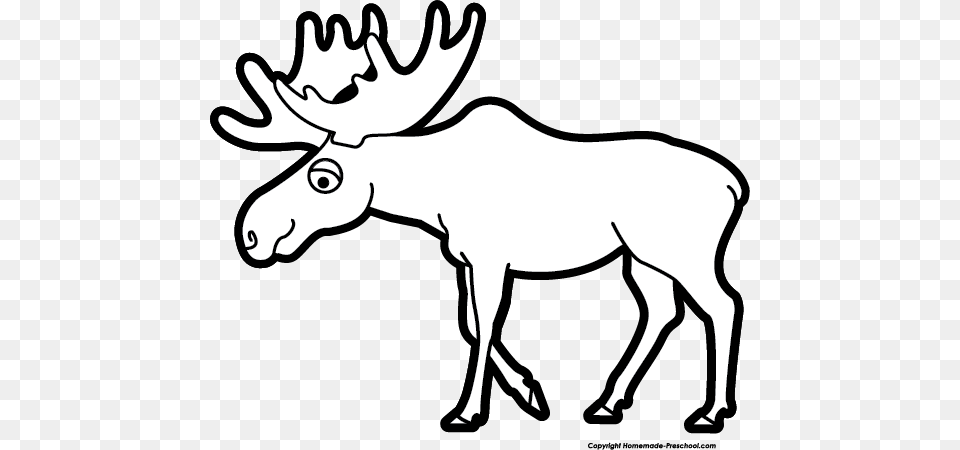 Cute Moose Clipart Black And White Black And White Clip Art Moose, Animal, Mammal, Wildlife, Person Free Png