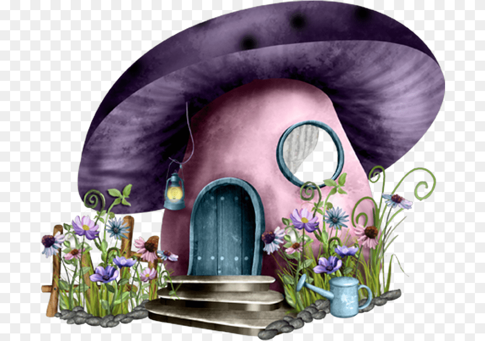 Cute Mushroom Home Hello Good Morning Tuesday, Purple, Plant, Flower, Flower Arrangement Free Png Download