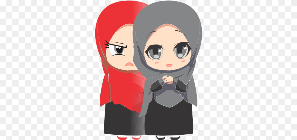 Cute Muslim Cartoon Girl Islam Peace Islamic Cute Couple Animation, Clothing, Hood, Baby, Person Png