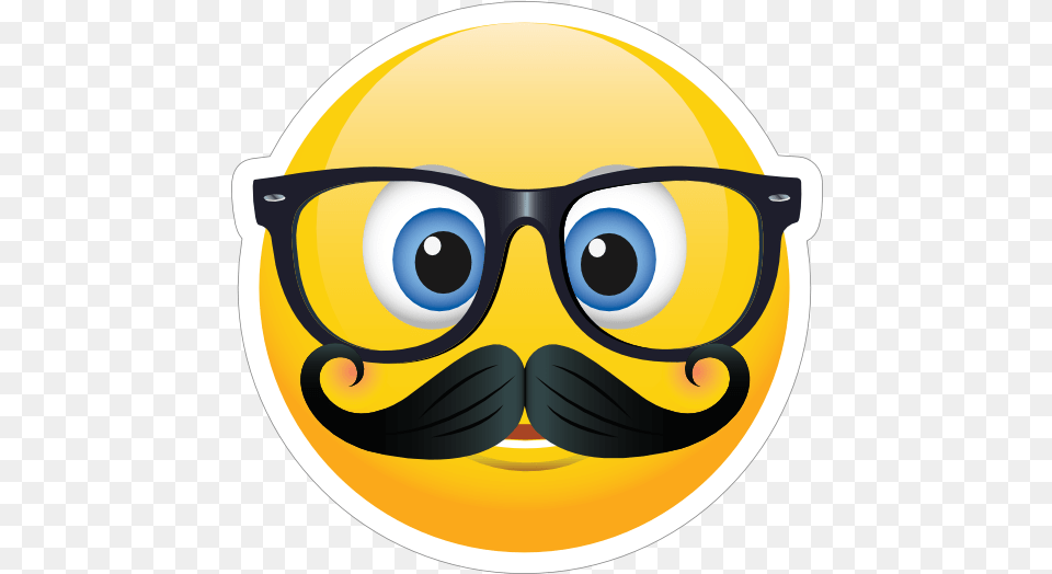 Cute Mustache And Glasses Emoji Sticker Emoji Glasses, Accessories, Face, Head, Person Free Png