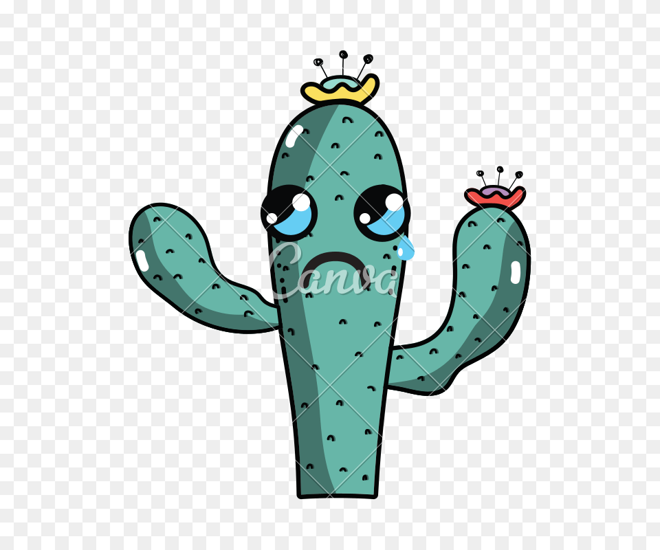 Cute Nice And Crying Cactus Plant Png