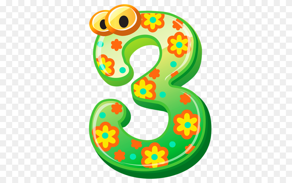 Cute Number Three Clipart, Symbol, Text Png Image