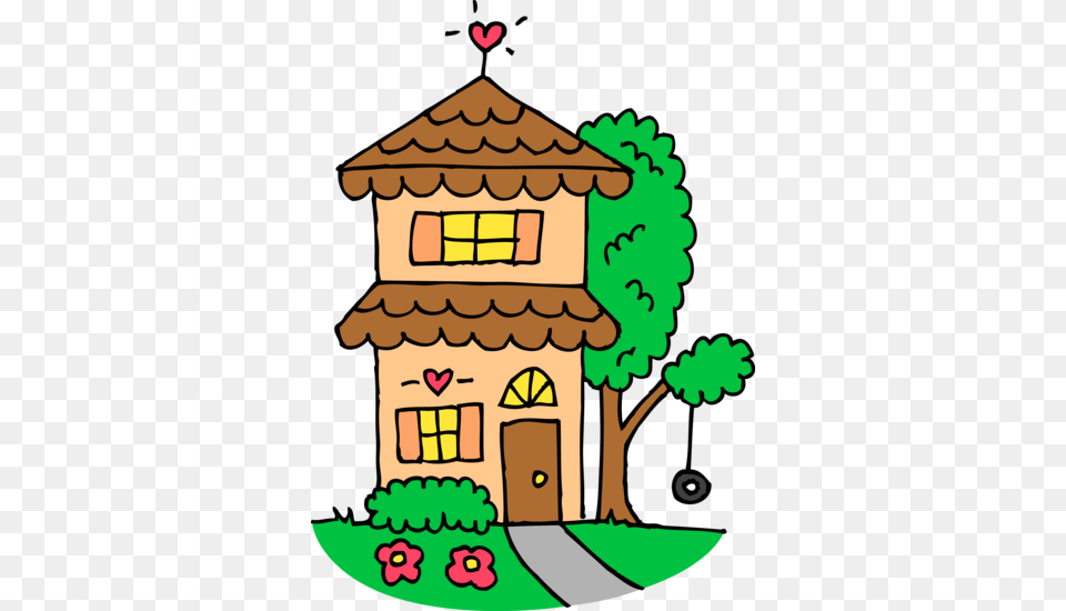 Cute Orange Two Story House, Sweets, Food, Cookie, Neighborhood Png Image
