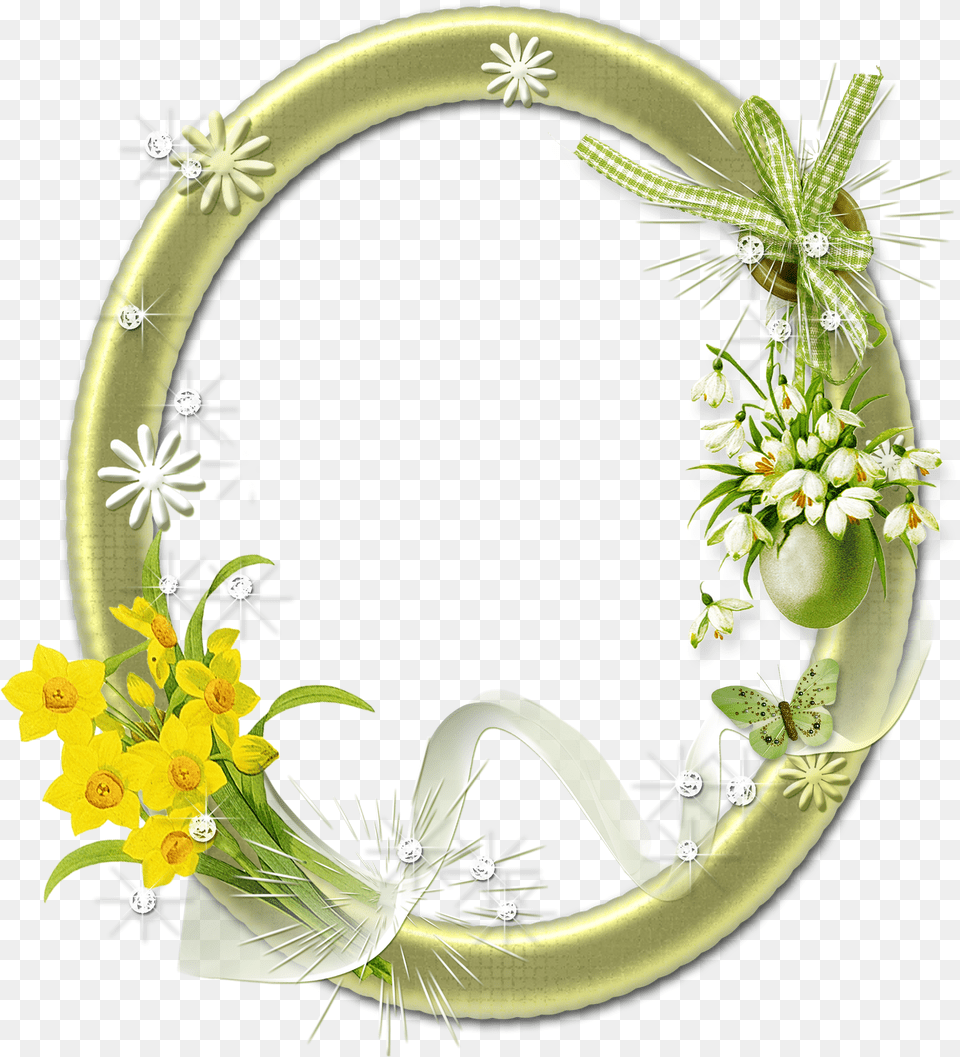 Cute Oval Photo Frame With Flowers High Resolution Flower Frame Png Image