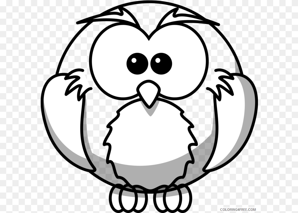 Cute Owl Coloring Pages Black And White Cartoon Owl, Stencil, Nature, Outdoors, Snow Free Png Download