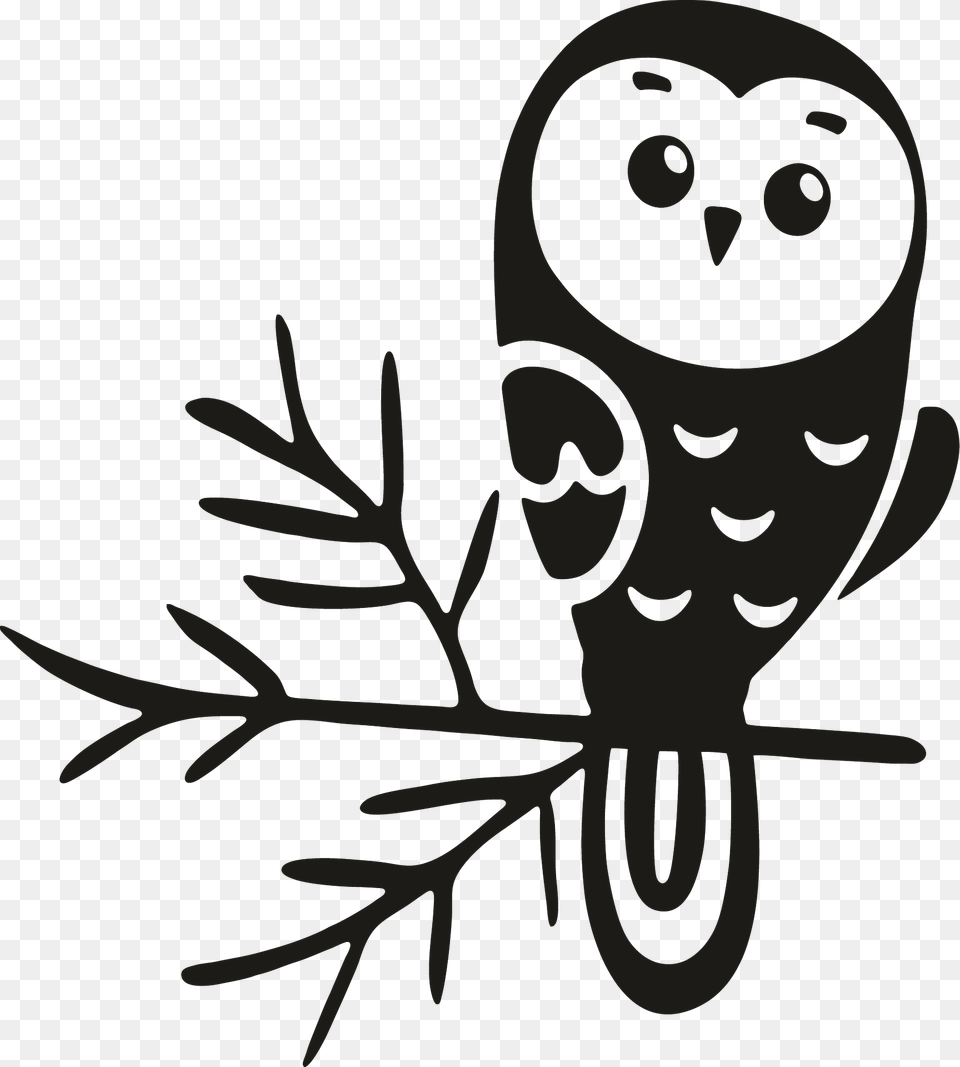 Cute Owl On Branch Clipart, Animal, Bird, Person, Face Png Image