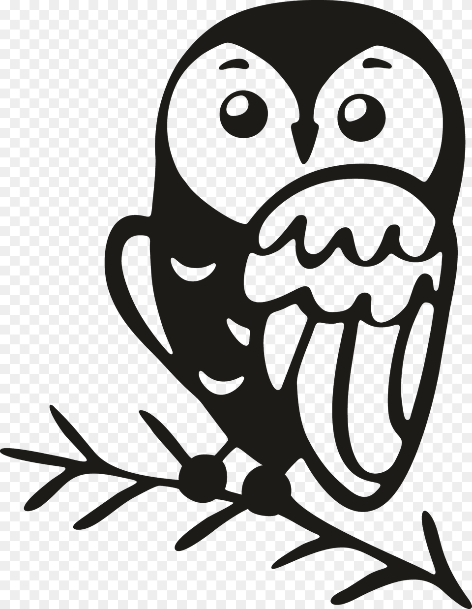 Cute Owl On Branch Clipart, Animal, Bird, Kangaroo, Mammal Free Transparent Png