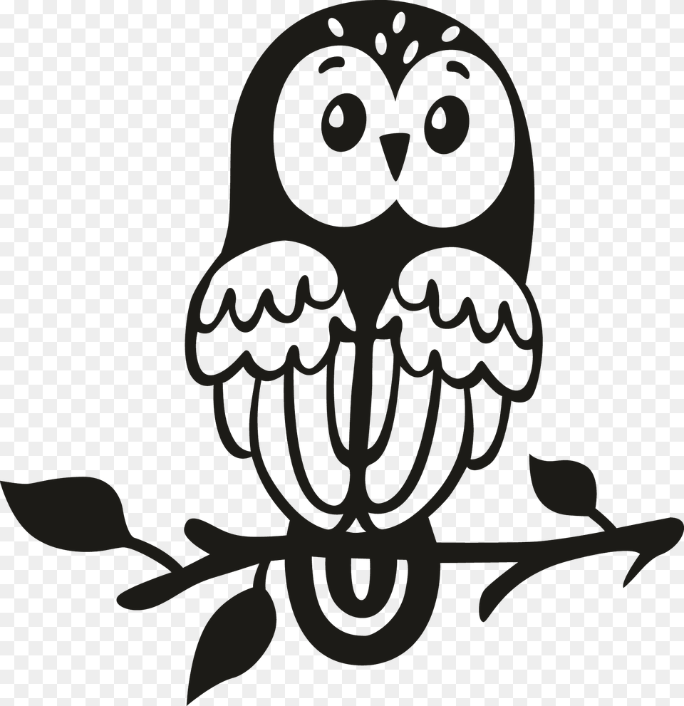 Cute Owl On Branch Clipart, Animal, Bird, Fish, Sea Life Free Transparent Png