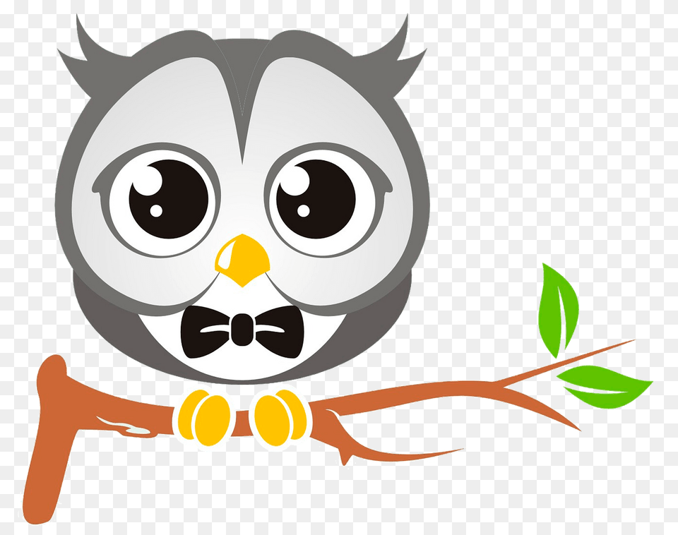 Cute Owl On Branch Clipart, Cartoon, Animal, Cat, Mammal Free Transparent Png