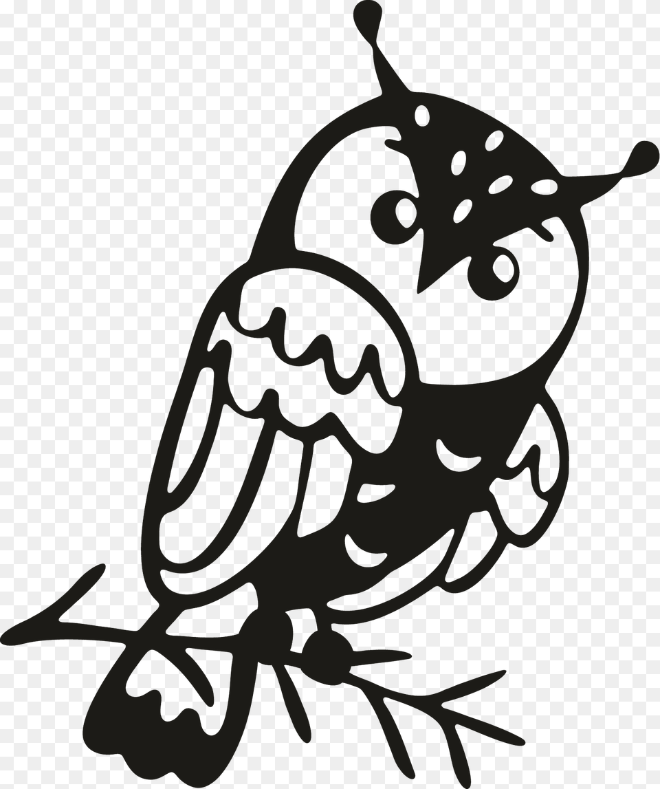 Cute Owl On Branch Clipart, Animal, Beak, Bird, Produce Png