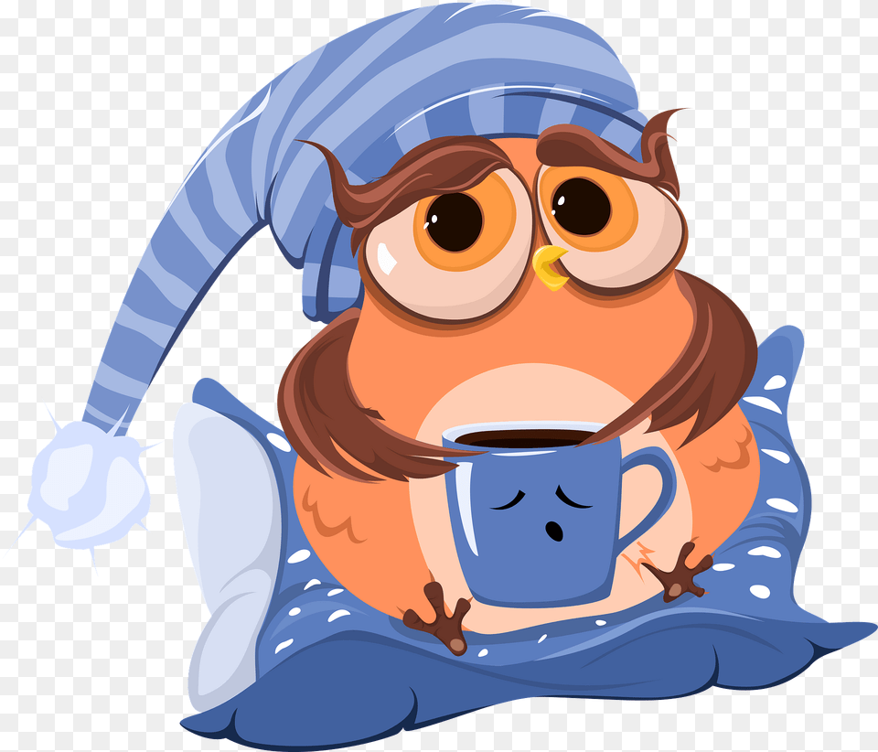 Cute Owl With Coffee Clipart, Cup, Art, Baby, Person Png