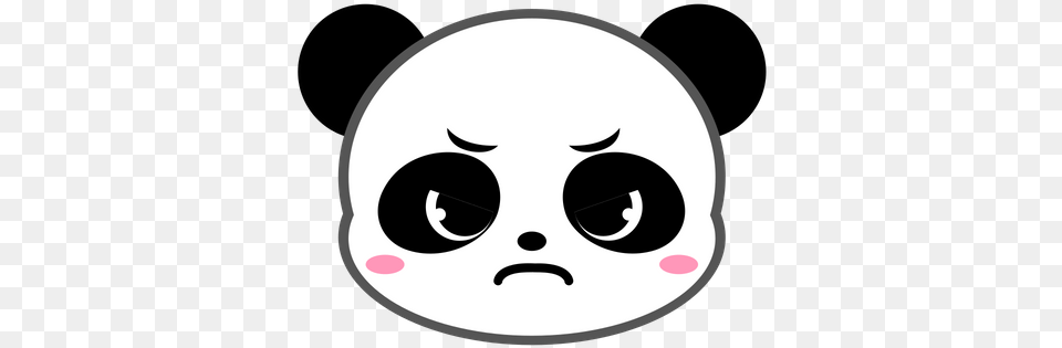 Cute Panda Angry Evil Emoji Icon Of Cute Panda, Stencil, Disk Free Png