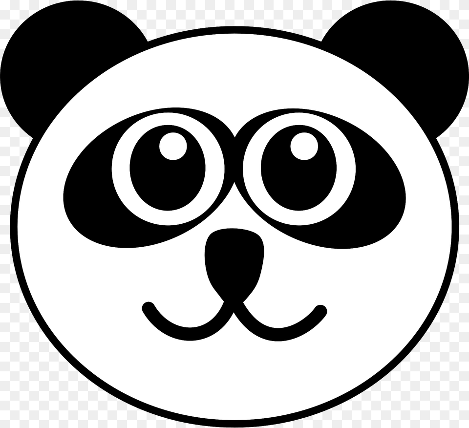 Cute Panda Face Clipart, Stencil Free Png