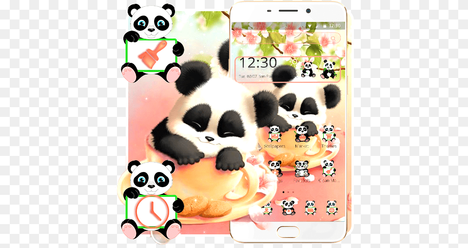 Cute Panda Nature Theme Google Play Smartphone, Electronics, Phone, Mobile Phone, Animal Free Png Download