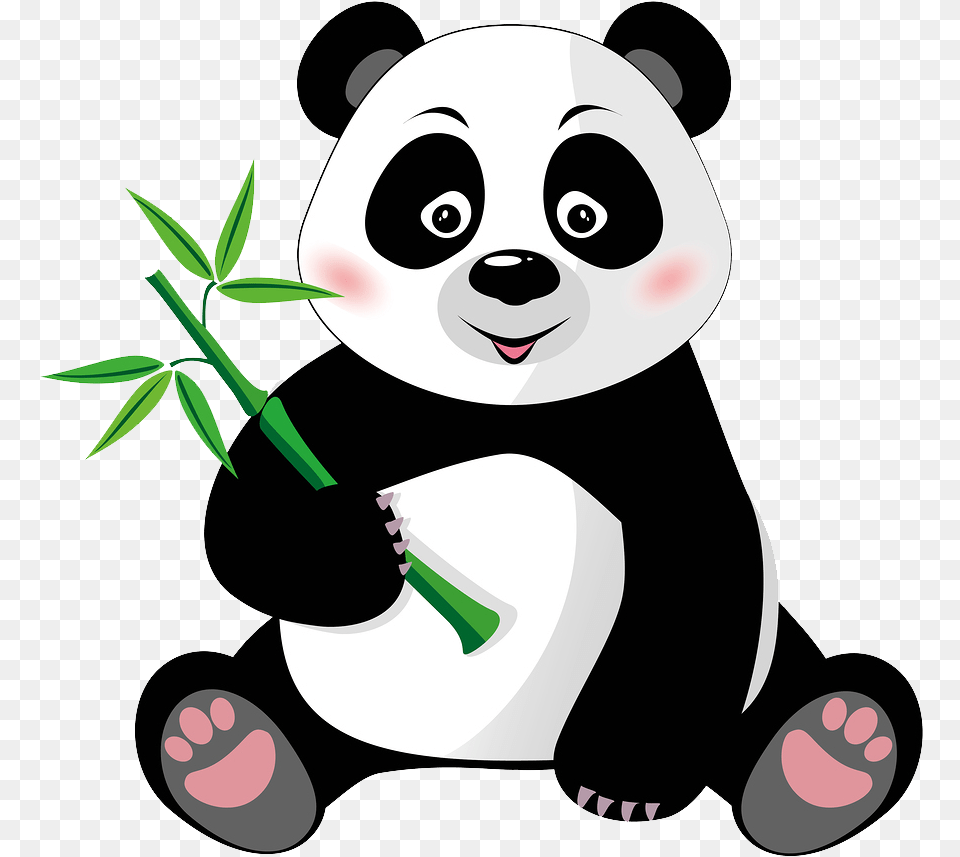 Cute Panda With Bamboo Dibujos De Oso Panda, Animal, Bear, Mammal, Wildlife Free Png Download