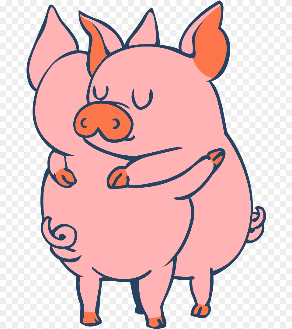 Cute Pig Cartoon Pigs In Love, Animal, Mammal, Hog, Cat Free Transparent Png