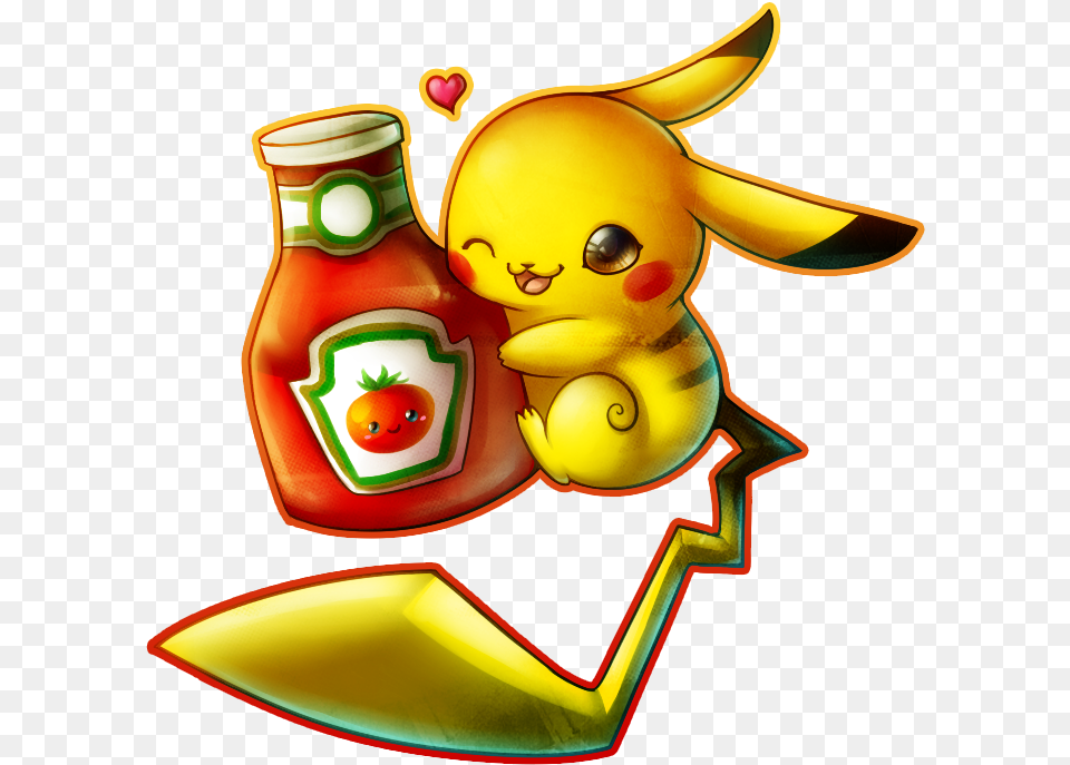 Cute Pikachu With Ketchup, Food, Baby, Person, Face Png Image