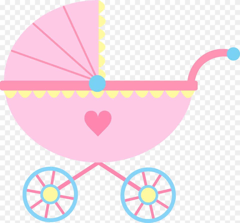 Cute Pink Baby Carriage Clip Art Girl39s Carriage, Furniture, Bed, Tool, Plant Free Png