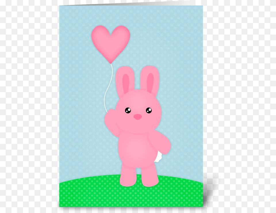 Cute Pink Bunny Greeting Card Cartoon, Toy, Balloon Png