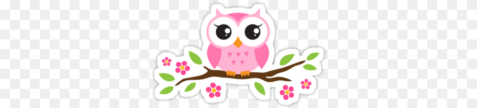 Cute Pink Cartoon Baby Owl Sitting Pink Cute Owl Cartoon, Flower, Plant Free Transparent Png