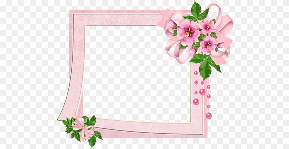Cute Pink Transparent Photo Frame With Flowers Lijst Border Cute Flower Frame, Plant Free Png Download