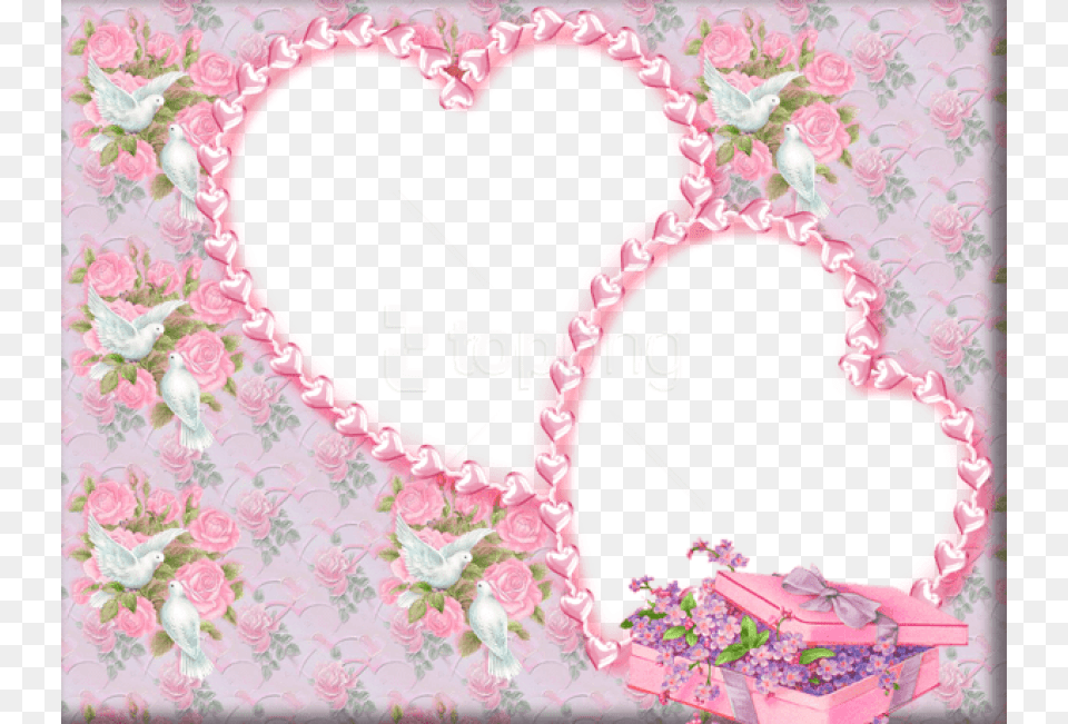 Cute Pinkframe With Doves Wedding Transparent Frame, Envelope, Greeting Card, Mail, Animal Png Image