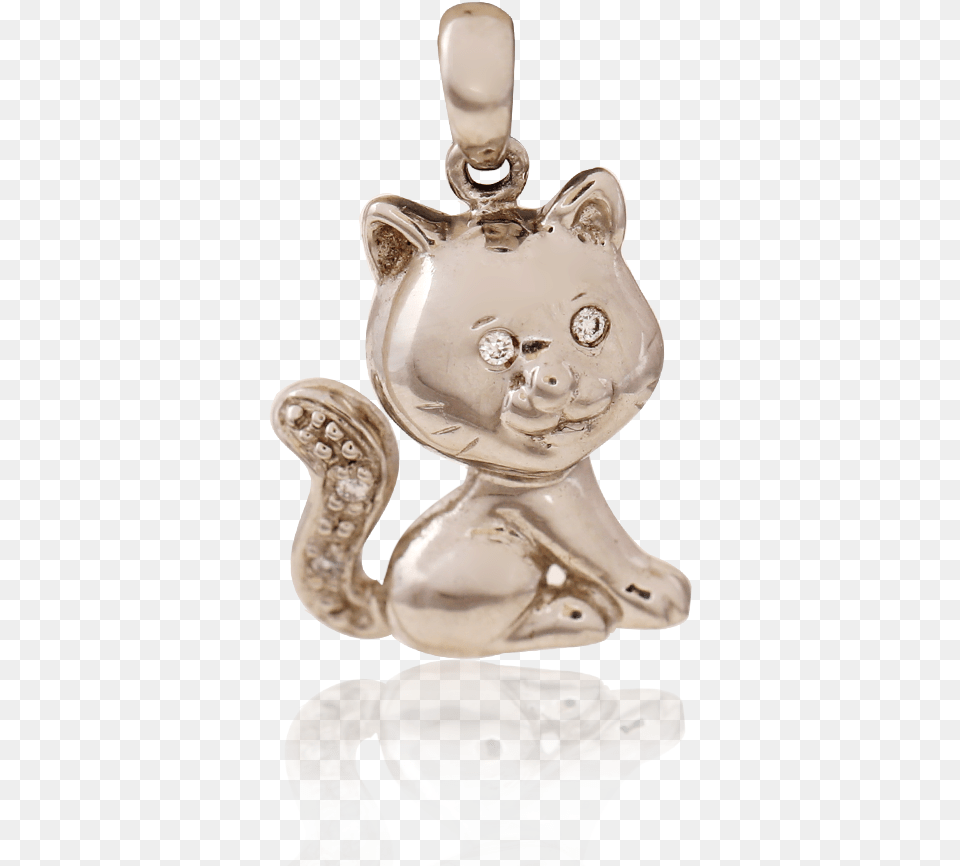 Cute Platinum Kitten Pendant Locket, Accessories, Figurine, Gemstone, Jewelry Png