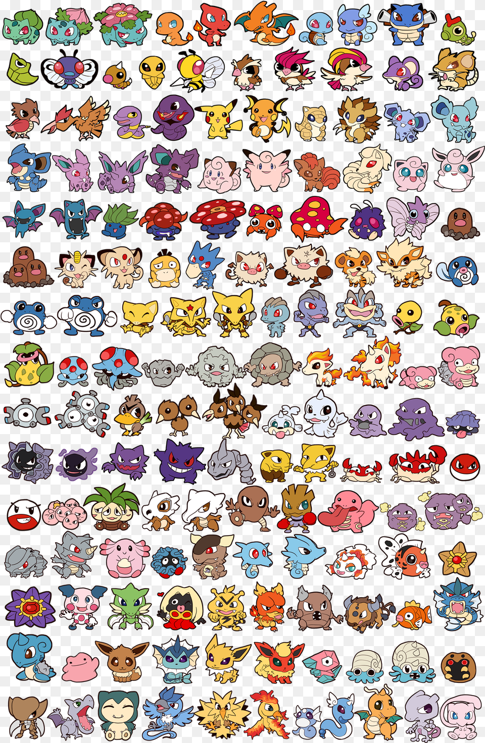 Cute Pokemon And Mewtwo Pokemon All Kanto Pokemon, Applique, Pattern, Home Decor Free Png