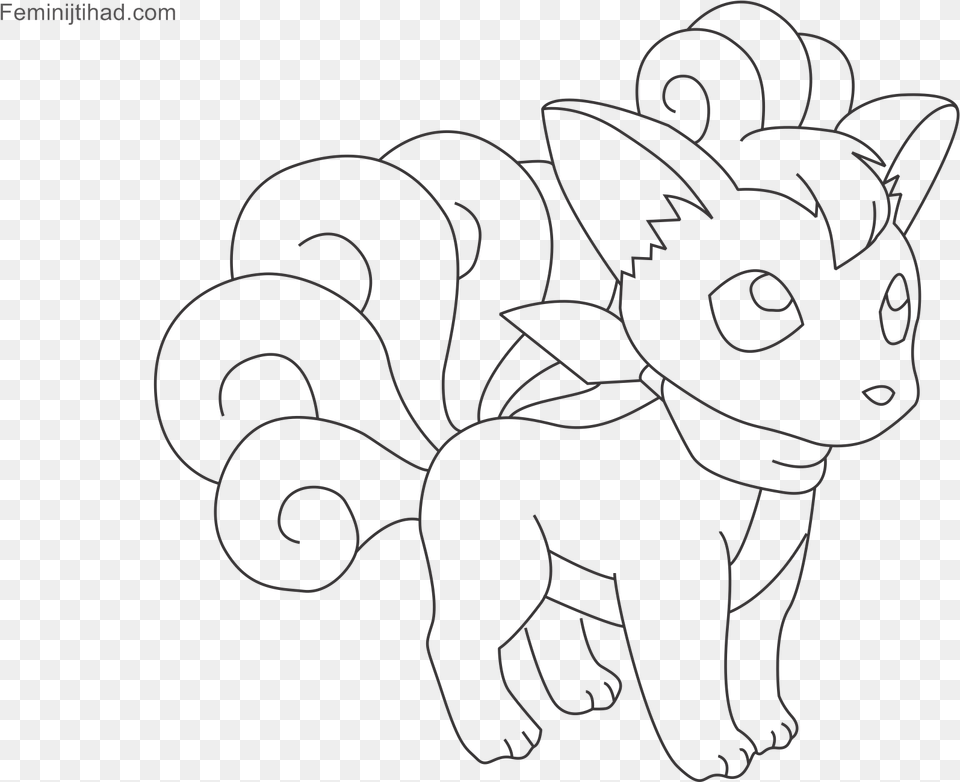 Cute Pokemon Vulpix Coloring Pages Pokmon, Art, Silhouette, Blackboard, Smoke Pipe Png Image