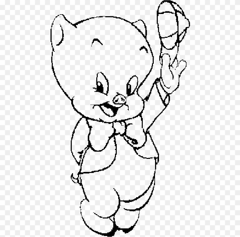 Cute Porky Pig Looney Tones Coloring Pages Dibujos Para Colorear Looney Tune, Stencil, Silhouette, Baby, Person Free Png