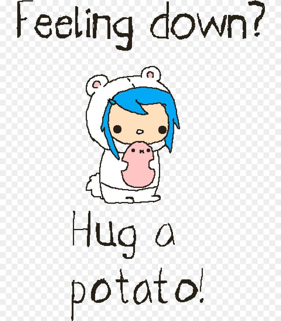 Cute Potato Feeling Down Hug A Potato, Book, Publication, Baby, Person Free Png Download