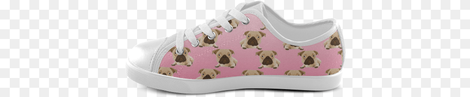 Cute Pugs On Pink Gradient Background Canvas Kid39s Skate Shoe, Sneaker, Footwear, Clothing, Dog Png Image