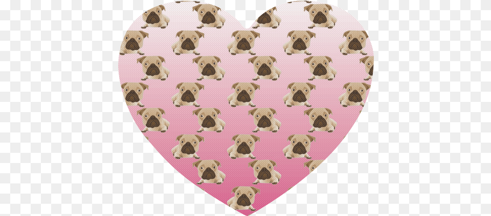 Cute Pugs On Pink Gradient Background Heart Shaped, Home Decor, Rug, Teddy Bear, Toy Free Png Download