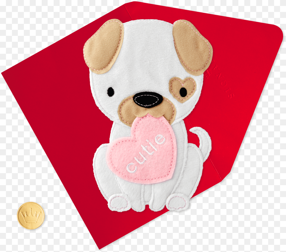 Cute Puppy Valentine39s Day Card For Child Cartoon, Toy, Applique, Pattern Png Image