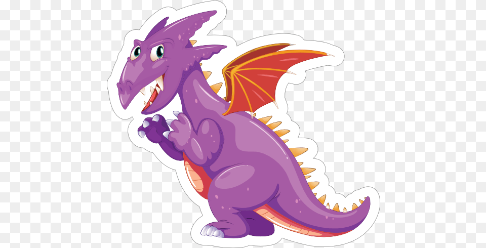 Cute Purple And Orange Dragon Sticker Dragon With Wings, Animal, Kangaroo, Mammal Png Image