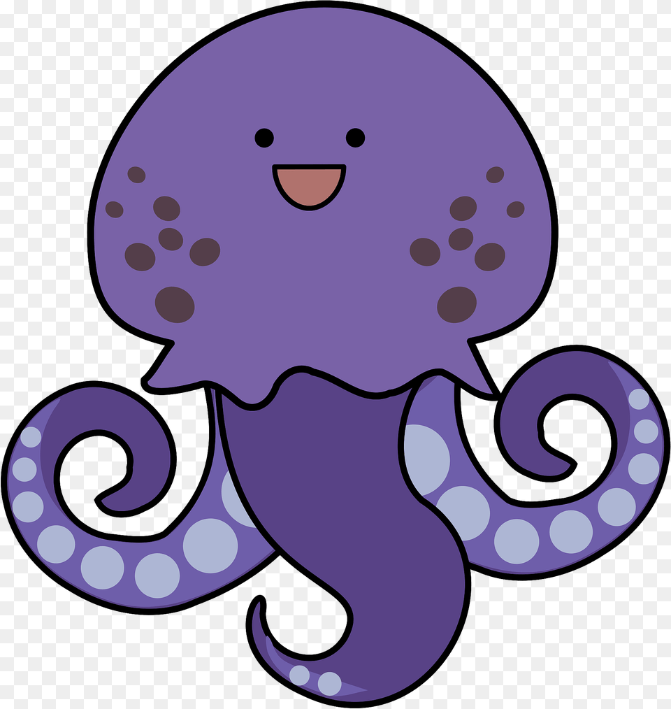 Cute Purple Squid Clipart, Animal, Sea Life, Invertebrate, Octopus Png