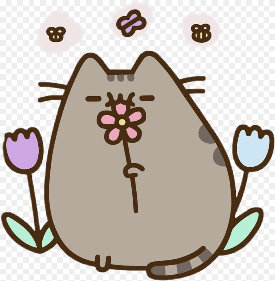 Cute Pusheen Cat Flowers Spring Hellospring Scspring Pusheen Flowers, Bag, Flower, Plant Free Png Download