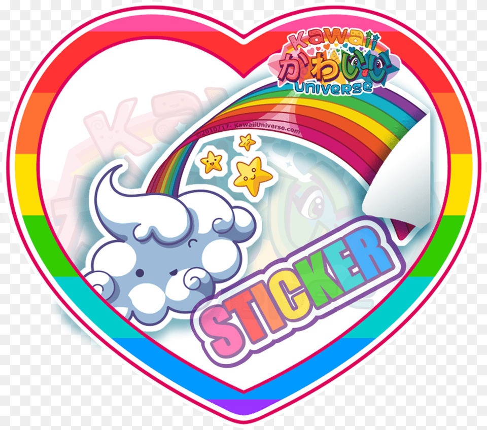 Cute Rainbow N Cloud Sticker Kawaii Free Png