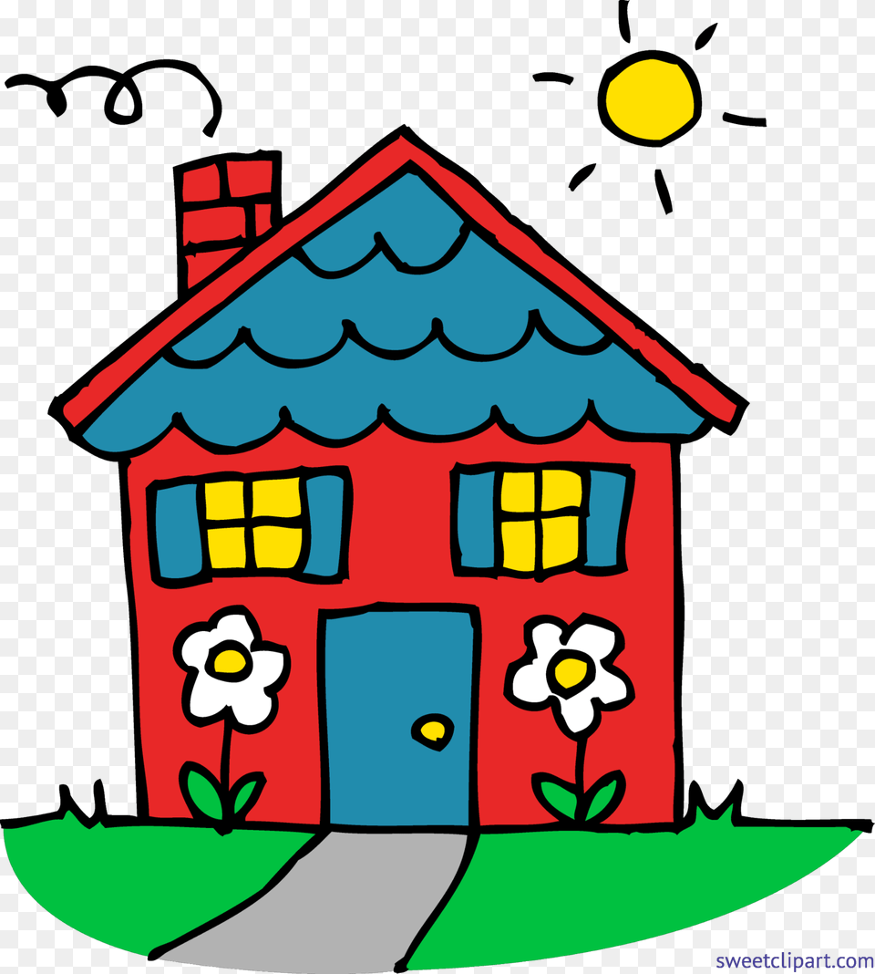 Cute Red And Blue House Clip Art, Hut, Architecture, Building, Countryside Free Transparent Png