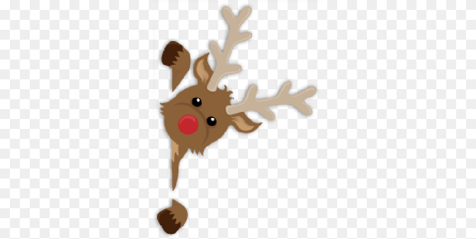 Cute Rudolph The Red Nosed Reindeer Christmas Rudolph, Animal, Deer, Mammal, Wildlife Png Image
