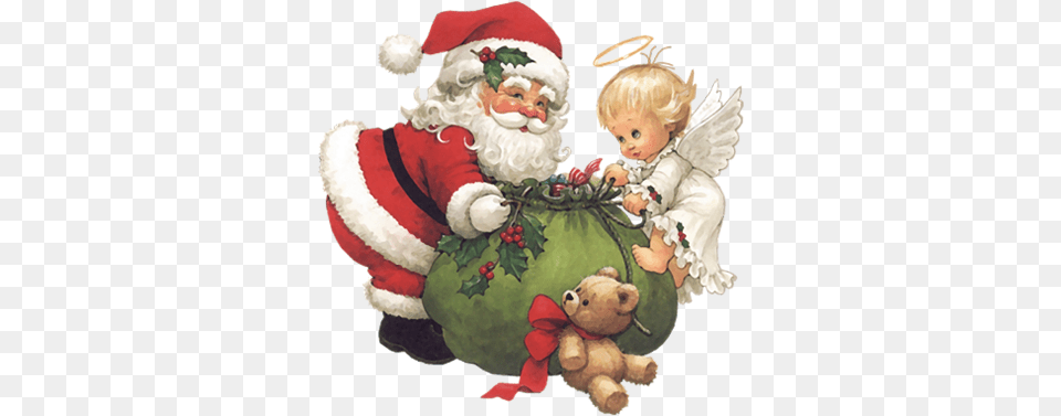 Cute Santa And Angels Santa Angel Clipart, Baby, Person, Teddy Bear, Toy Png