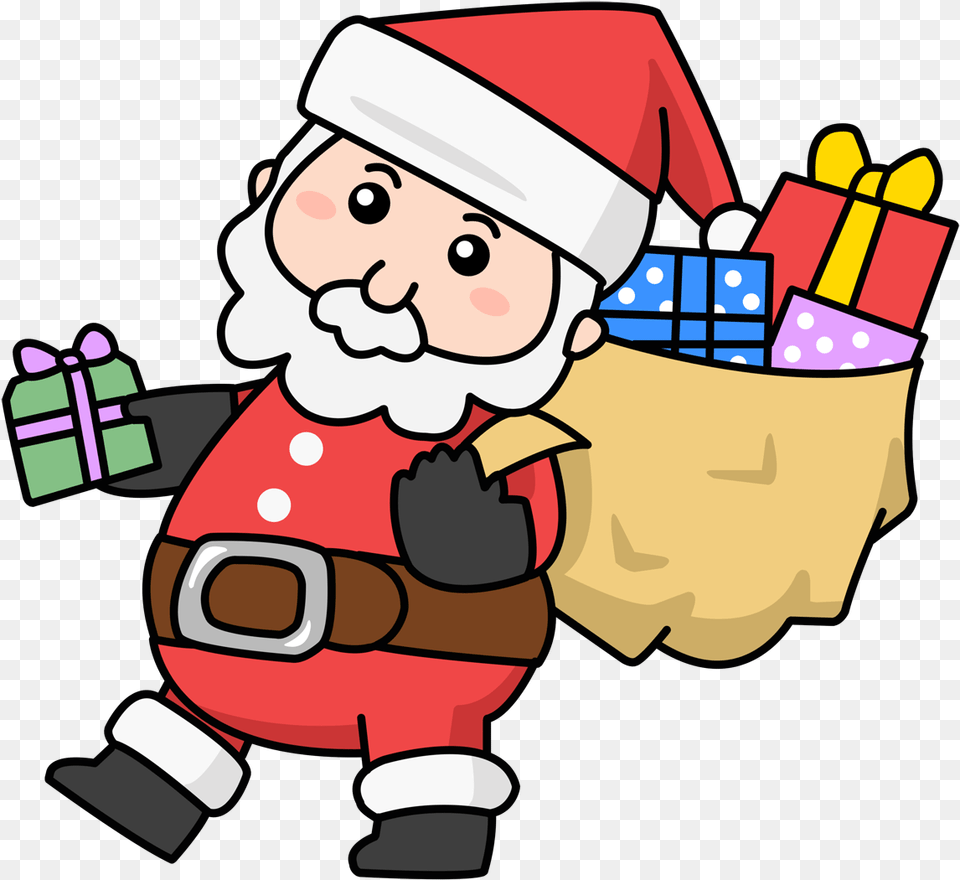 Cute Santa And Reindeer Clipart Christmas Cute Cartoon Santa, Baby, Elf, Person, Face Png Image