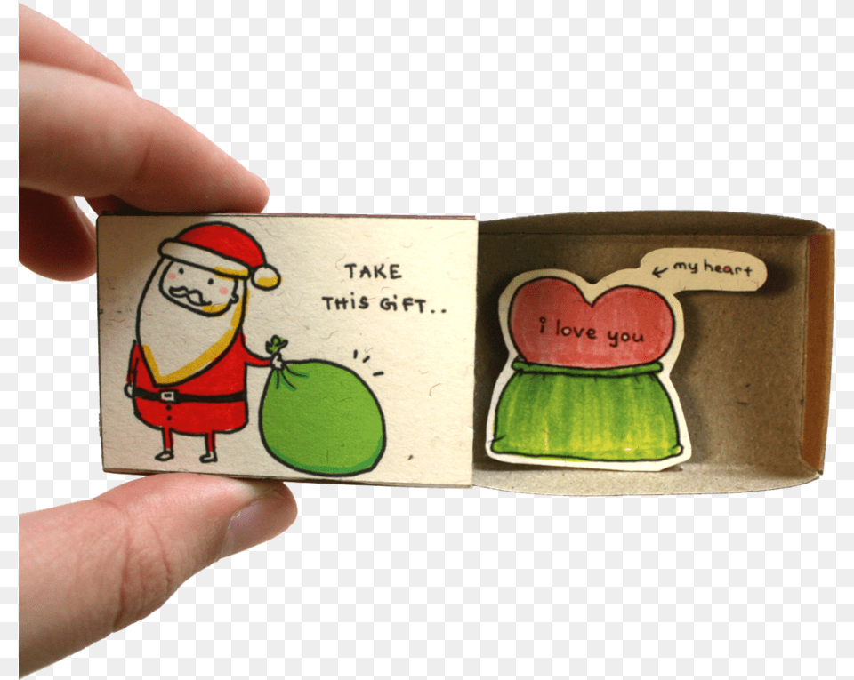 Cute Santa Claus With Sack Matchbox Card Cartoon, Baby, Person, Face, Head Free Png Download