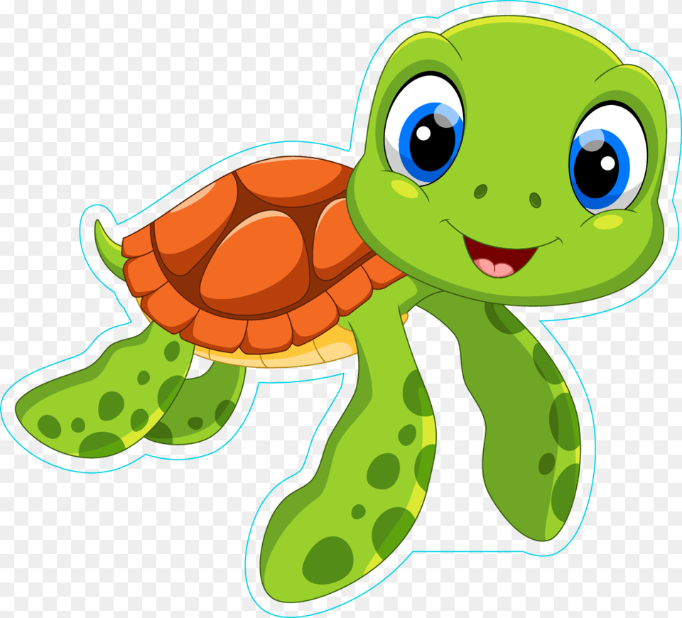 Cute Sea Turtle Cartoon Sticker Cartoon Baby Sea Turtle, Animal, Reptile, Sea Life, Tortoise Free Png Download