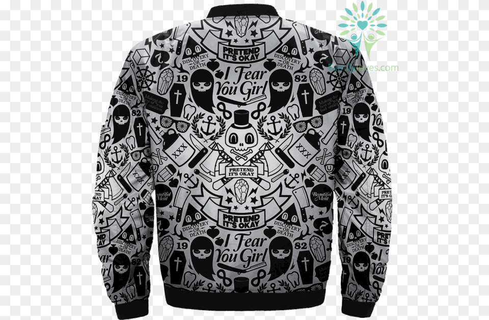 Cute Skull Over Print Jacket Tag Familyloves Graffiti Wallpaper Mobile, Clothing, Sweater, Knitwear, Sweatshirt Free Png