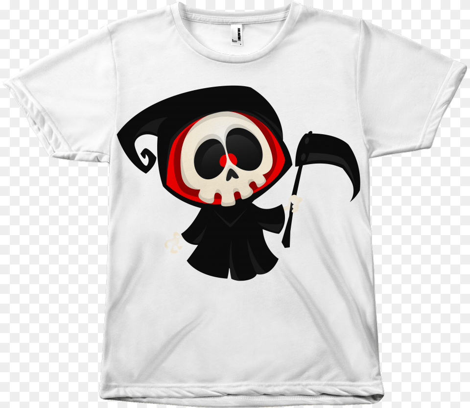 Cute Skull T Shirt Skull Reaper Cartoon, Clothing, T-shirt, Animal, Bird Free Transparent Png