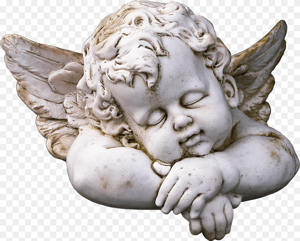 Cute Sleeping Angel Statue Transparent Angel Statue, Baby, Person, Face, Head Png
