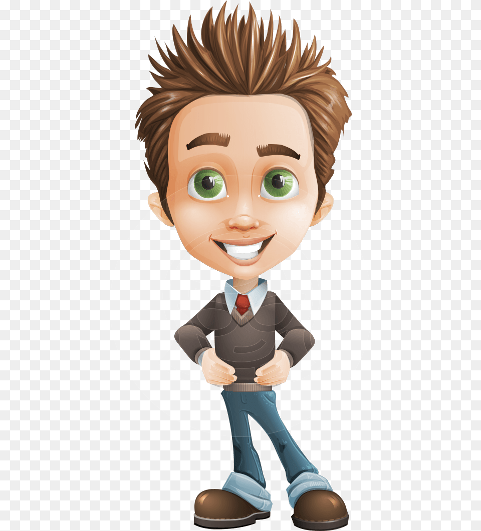 Cute Smart Boy Cartoon Vector Character Aka Zack The Adobe Character Animator Puppet Template, Book, Comics, Publication, Baby Png Image